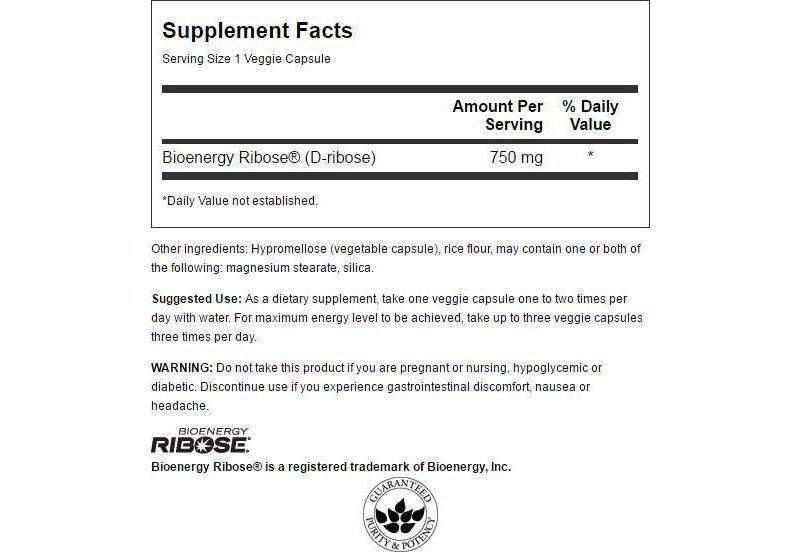 Swanson Ribose 750 mg 60 Veggie Capsules.