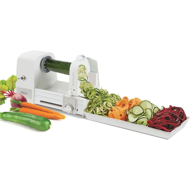 Bella Automatic Electric Rotating Blade System Versatile Food Processor Spiralizer with Recipe Book Guide, White