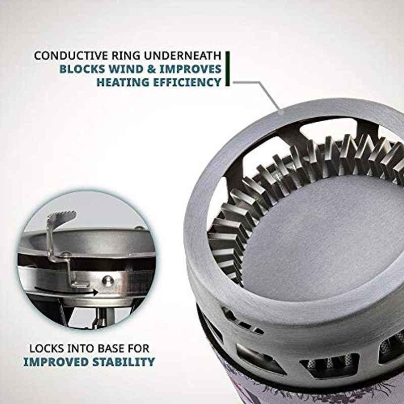 HikeCrew Portable Gas Powered Stove top & Cooking System, Compact Camping Cooktop with 0.8L Pot, Silicone Lid, Folding Handle & Carry Bag