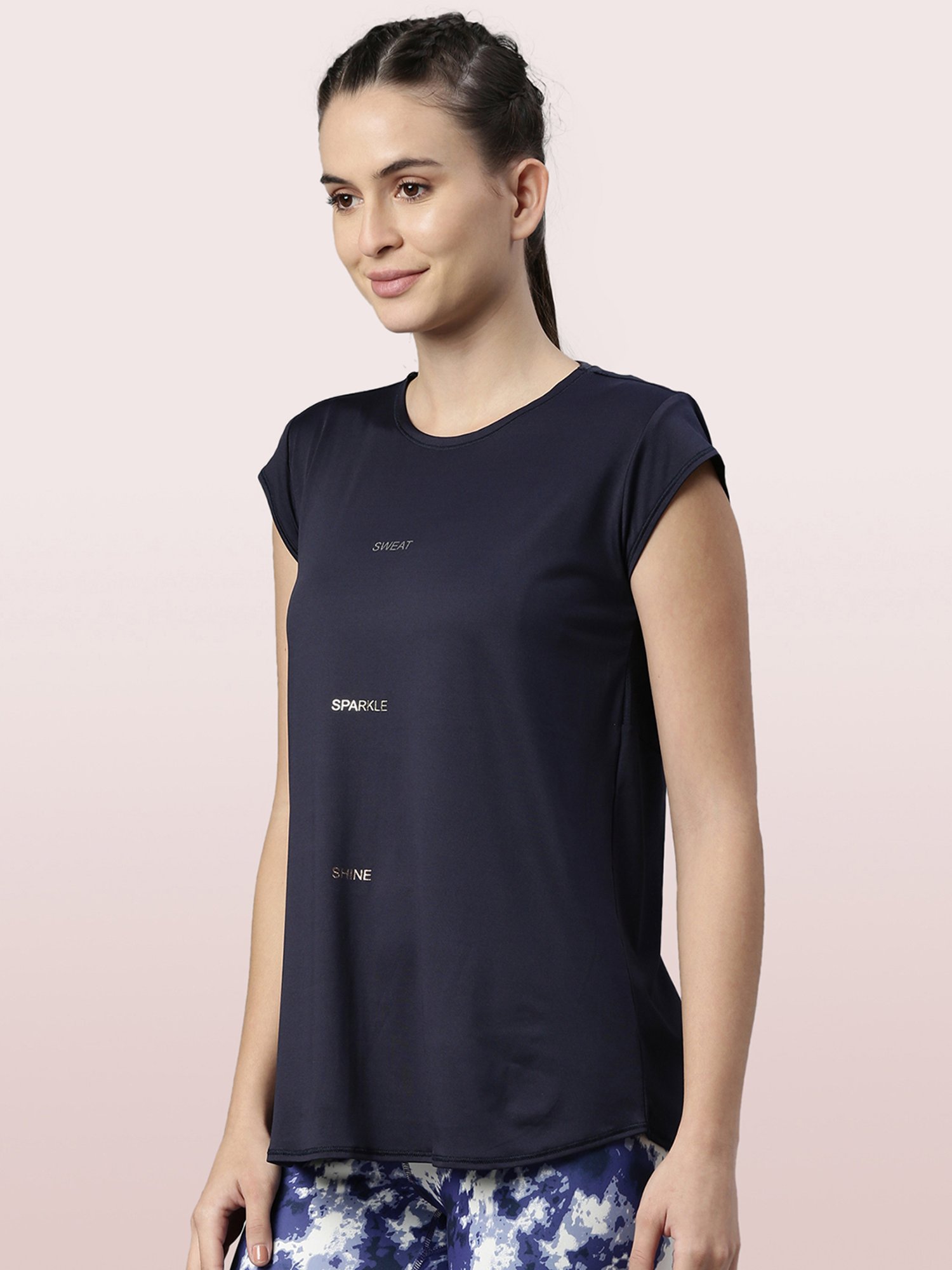 Enamor Navy Relaxed Fit Crew T-Shirt