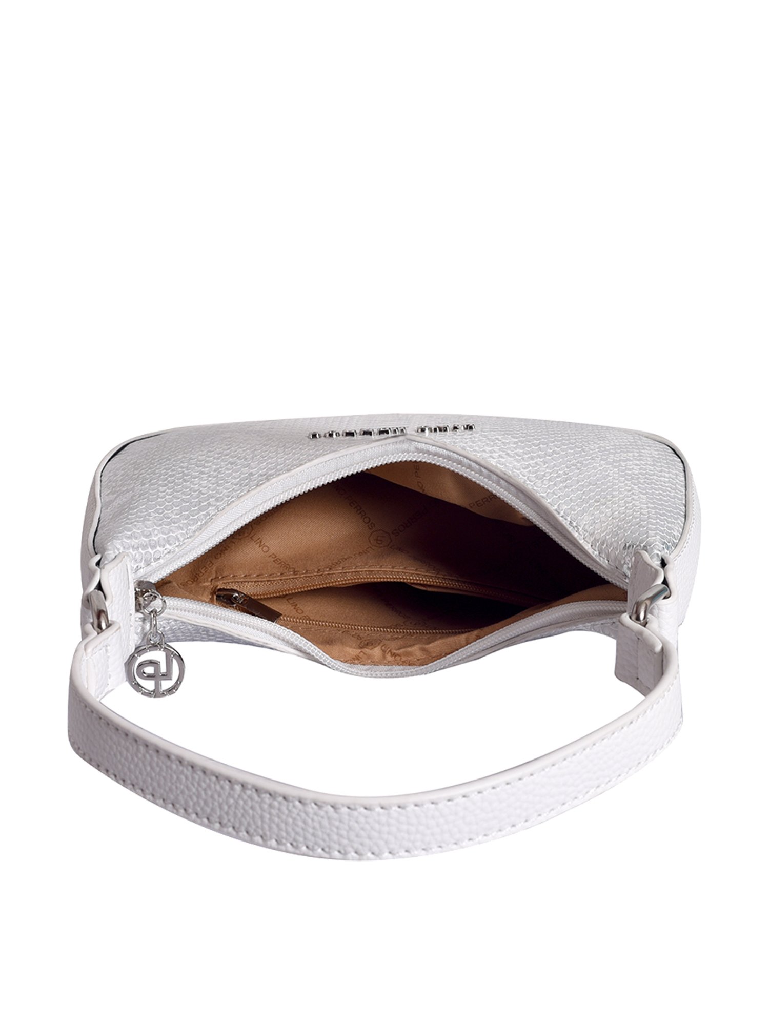 Lino Perros White Textured Small Hobo Shoulder Handbag