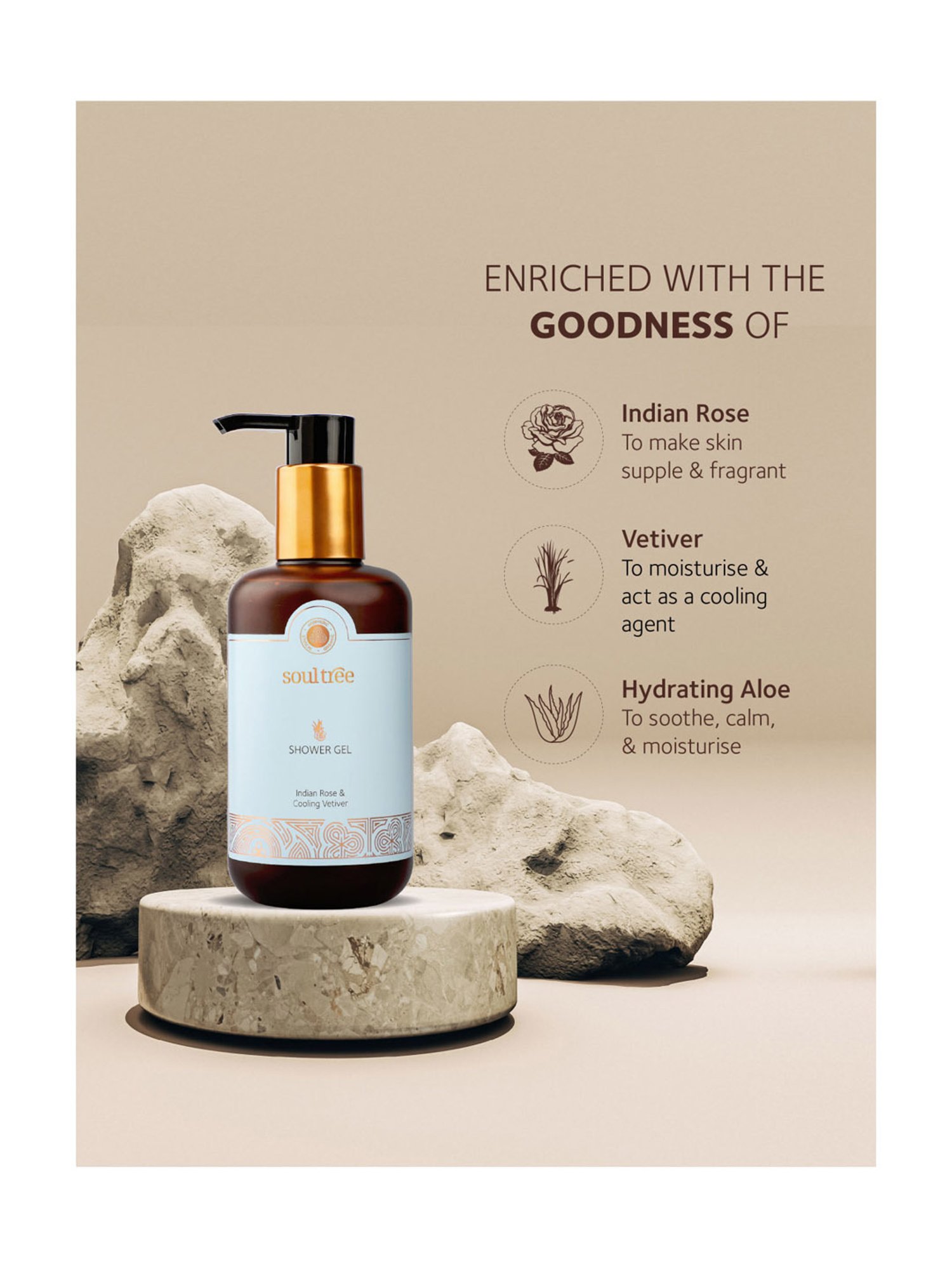 SoulTree Indian Rose & Cooling Vetiver Shower Gel - 250 ml