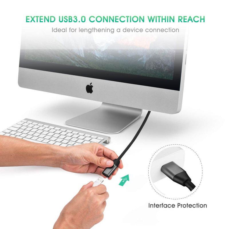 USB 3.0 Extension Cable 12ftXXONEAluminum Alloy USB Cable SuperSpeed USB 3.0 Type A Male to Female Extension Cord for PrinterPlaystation XboxUSB Flash DriveCard Reader Hard Drive Keyboard