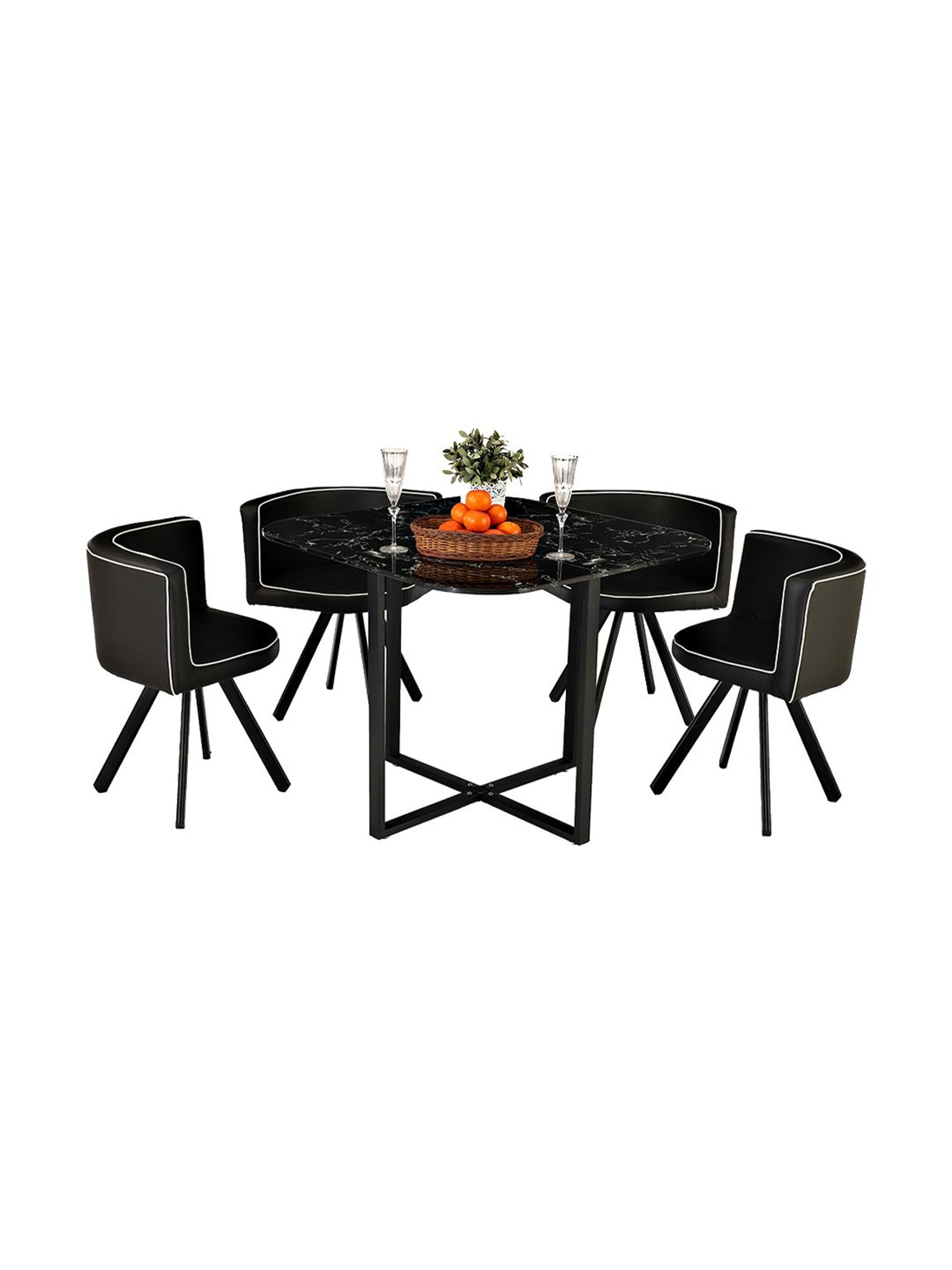 Pure Jenna Metal 4 Seater Dining Set in Black Finish