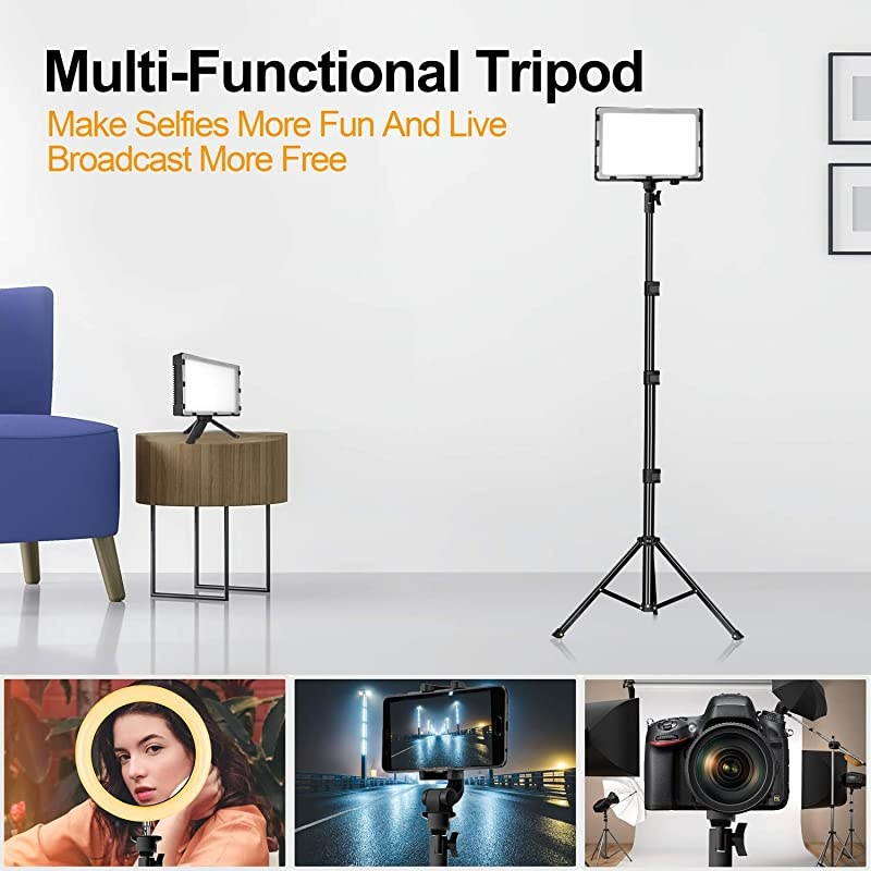 LED Video Light 11 Brightness/4 Color Filters Dimmable Photography Continuous Table Top Lighting, Adjustable Tripod Stand, USB Portable Fill Light for Photo Studio Shooting