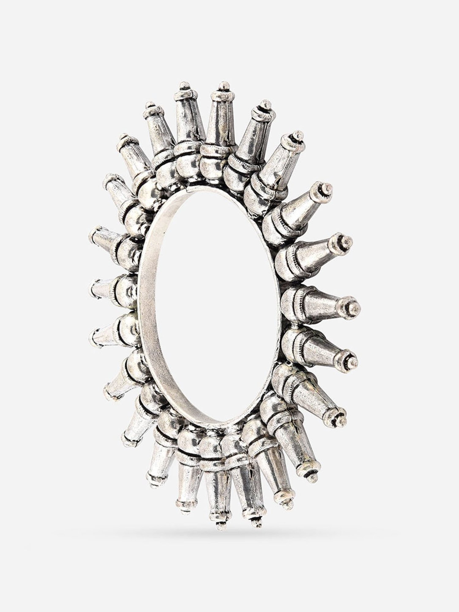 Fida Silver-Plated Oxidised Tribal Kada Bangle for Women