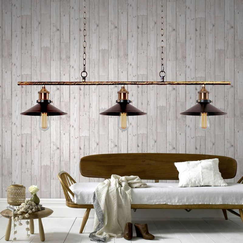 47" x 9" x 30" Olive 3 Light Edison Pendant Black - Warehouse of Tiffany