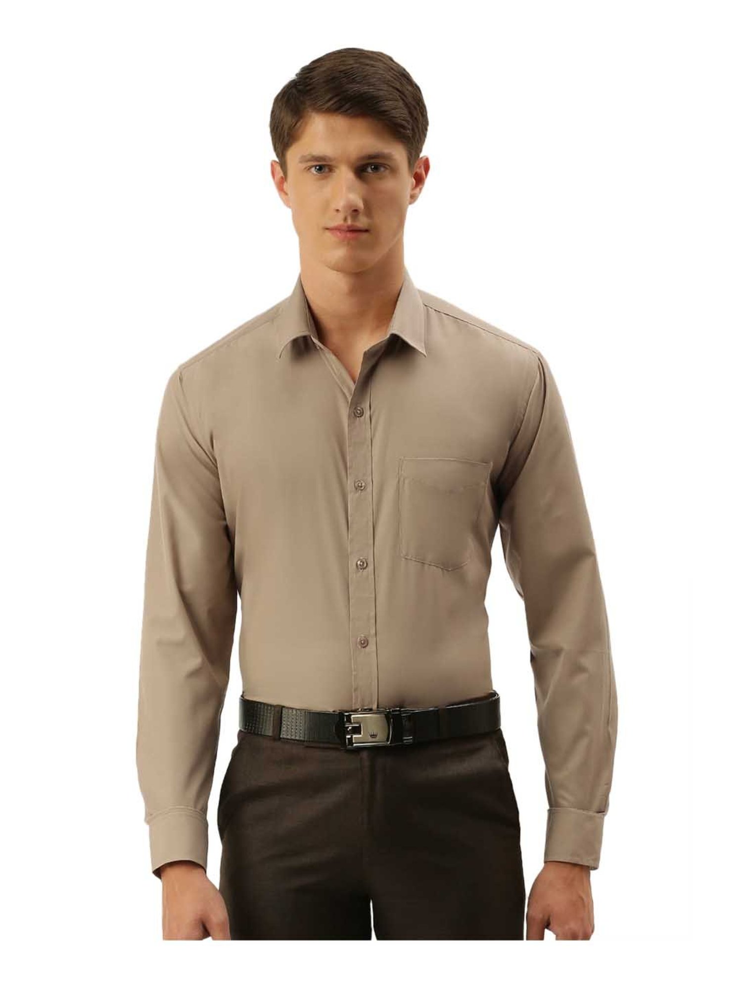 English Navy Beige Slim Fit Shirt