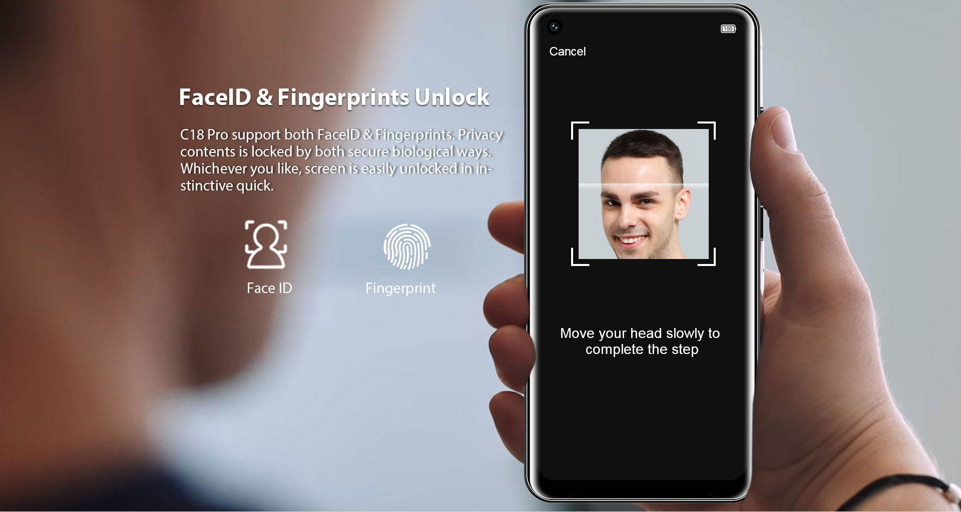 4G Mobile Phone OUKITEL C18 Pro, Quad Camera 16MP+8MP+5MP+2MP, 6.55&rsquo;&rsquo; Full HD SIM Free Smartphone Unlocked, Helio P25 Octa Core 4GB+64GB, 4000mAh Fingerprint Face Unlock Android 9.0 DUAL SIM
