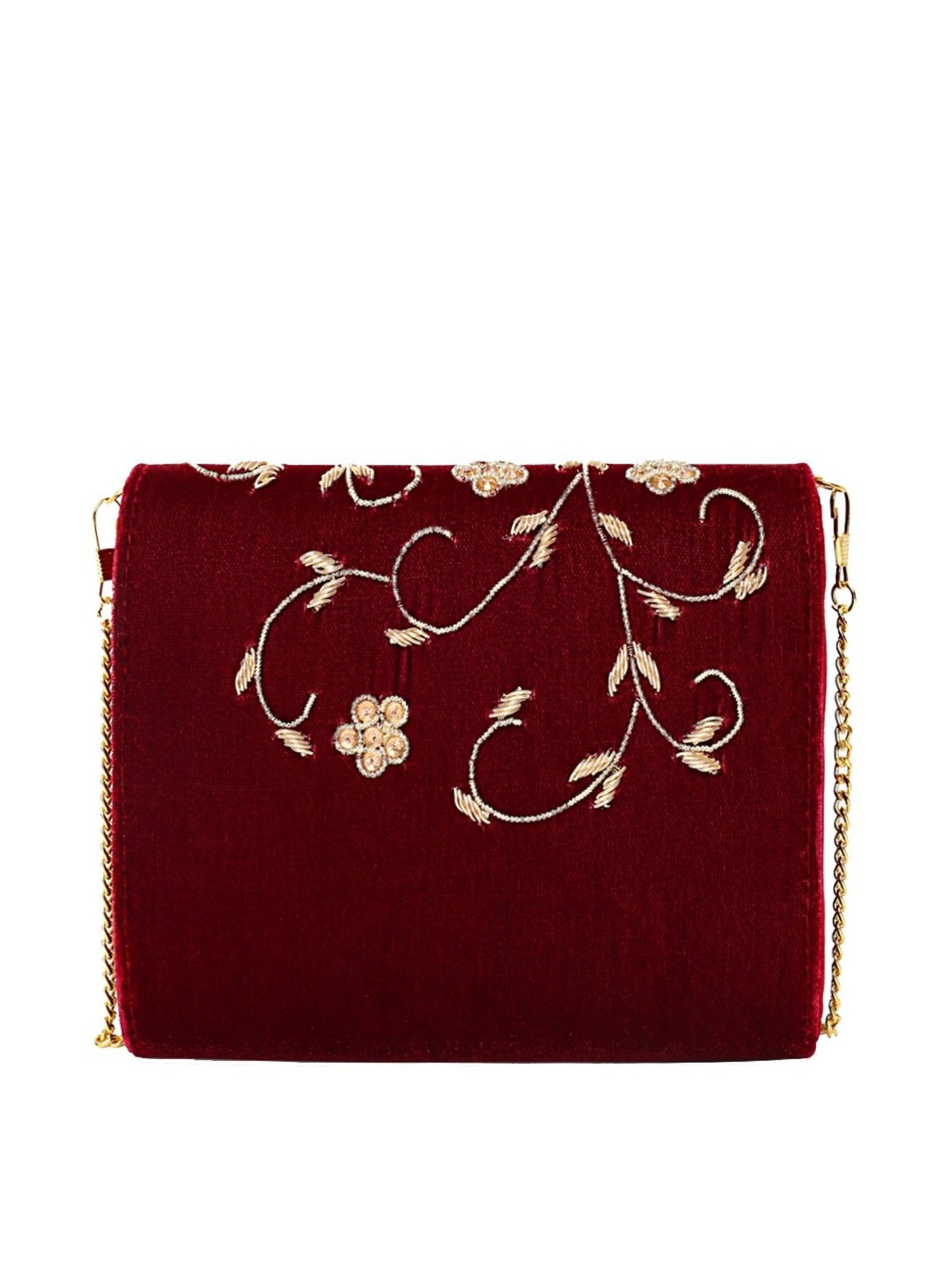 Tarini Nirula Maroon Velvet Clutch