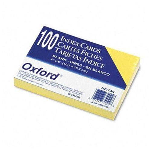 Esselte Printable Index Card - 4" X 6" - 100 / Pack - Canary (7420CAN)