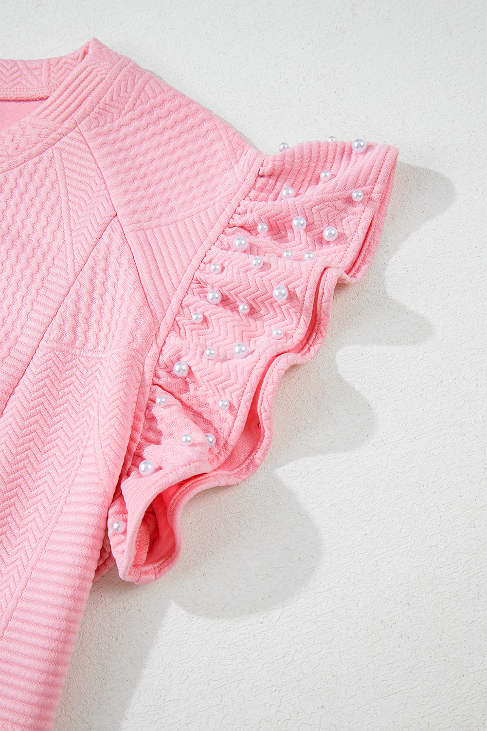 Green Solid Color Quilted Long Sleeve Top and Wide Leg Pants Set