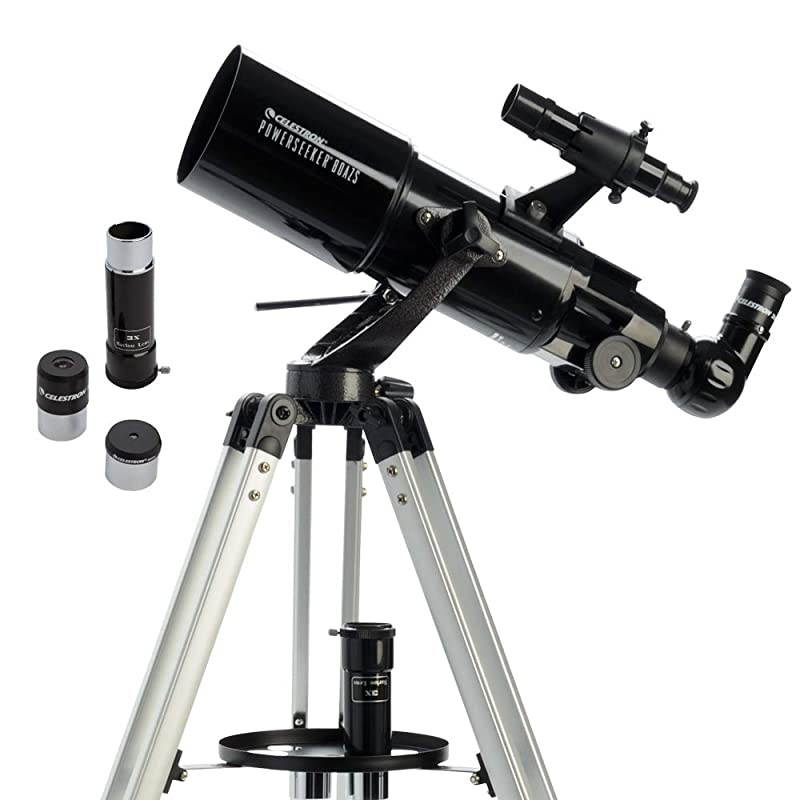 PowerSeeker 80AZS Telescope - Manual Alt-Azimuth Telescope for Beginners - Compact and Portable - BONUS Astronomy Software Package - 80mm Aperture