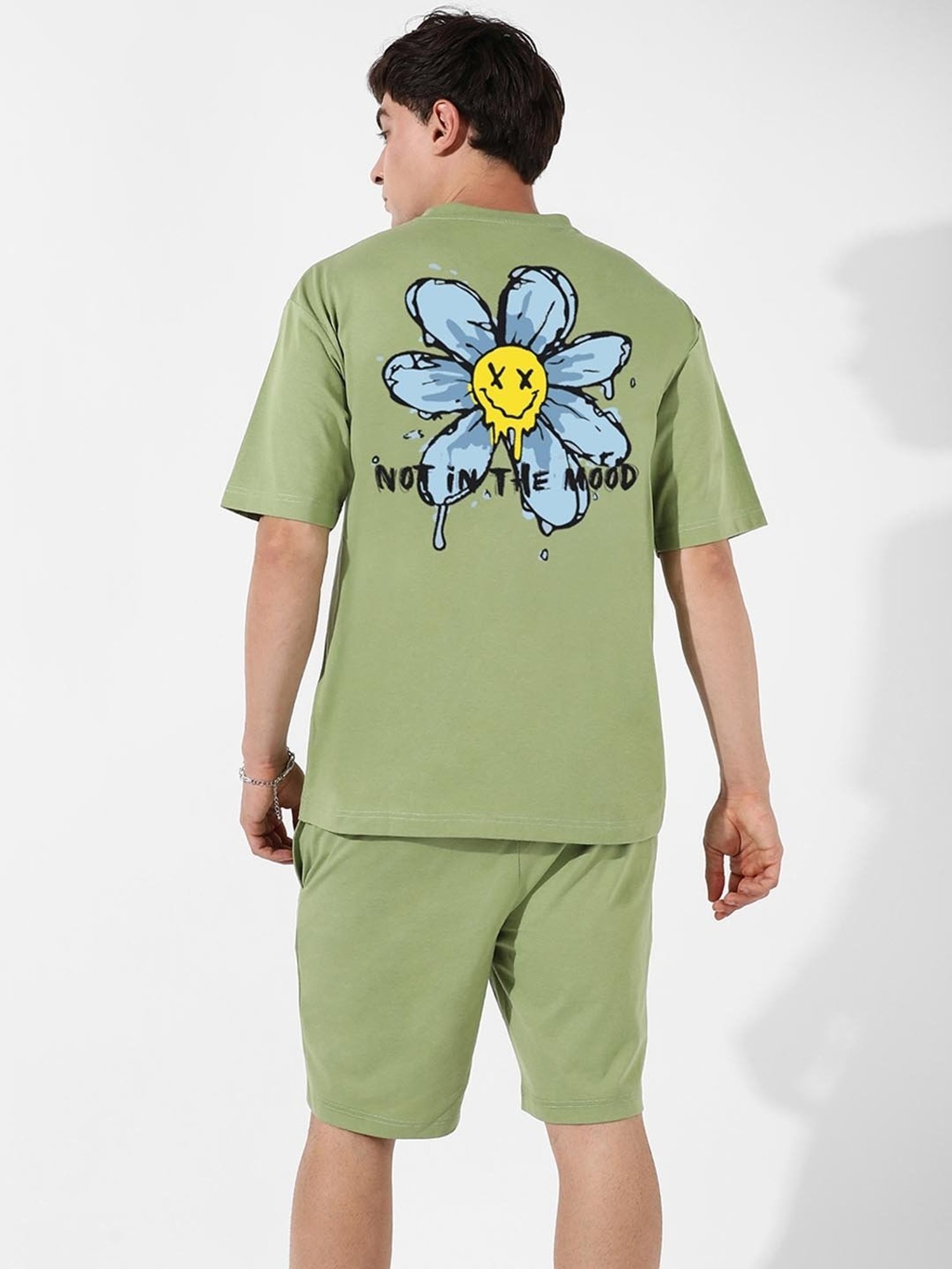 Campus Sutra Green Regular Fit Oversized Not In The Mood Printed Co-Ord Set