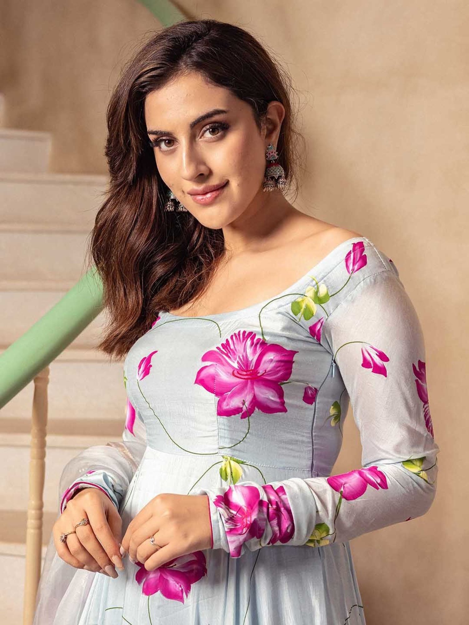 AACHHO Blue Varari Hand Painted Suit Set