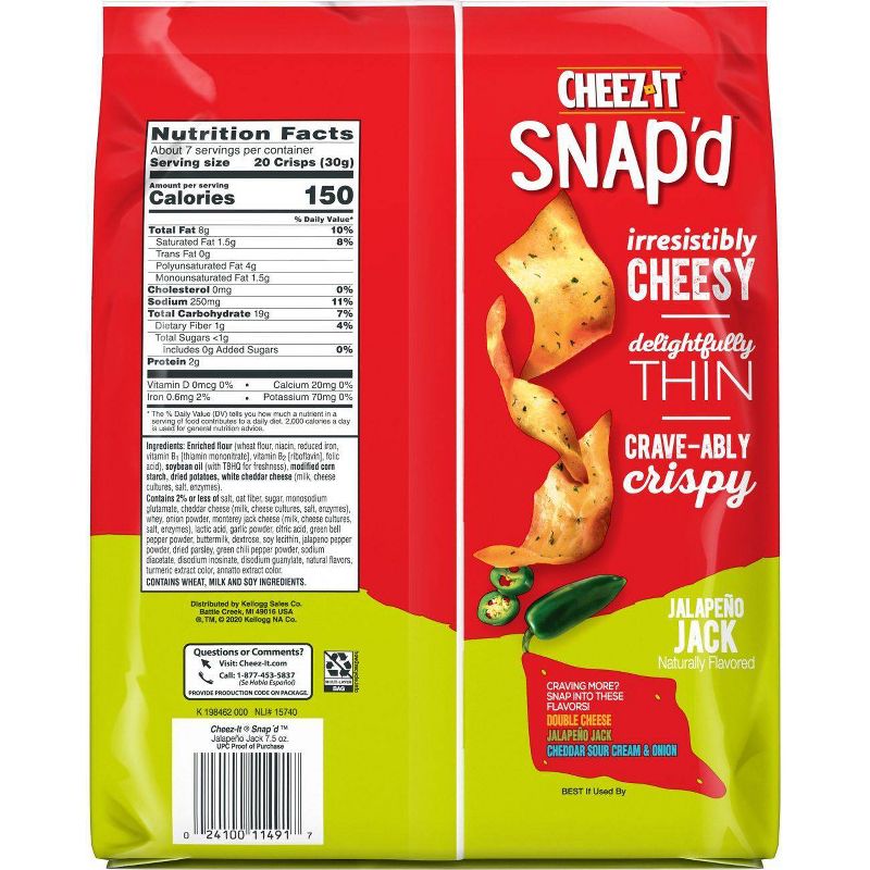 Cheez-It Snap'd Jalapeno Jack Cheesy Baked Snacks - 7.5oz