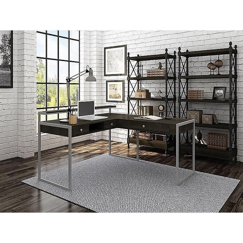 Whalen Asherton 60" L-Shaped Desk Fawn Aged Oak (SPUS-ASHD) 2736559