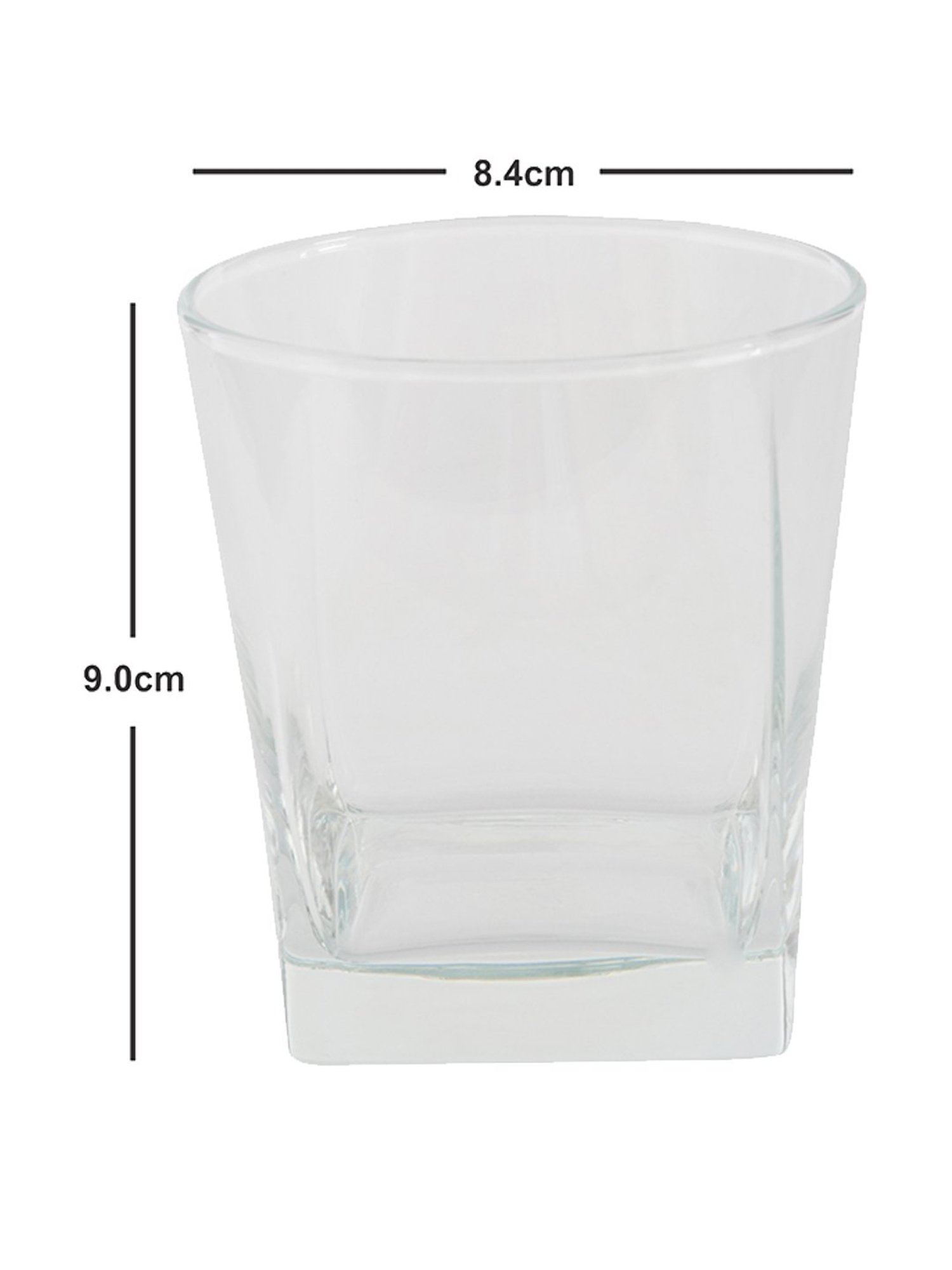 Pasabahce Transparent Glass Carre Whiskey Glasses - Set of 6 (310ml)
