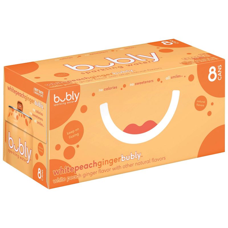 bubly White Peach Ginger Sparkling Water - 8pk/12 fl oz Cans