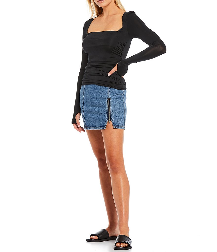 Free People Wind Down Layering Square Neck Long Sleeve Top