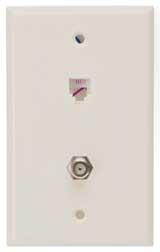 4 Pair With F Connector Standard Plate Almond