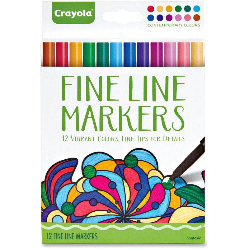 Crayola Contemporary Colors Fine Line Markers Set - Assorted Ink - 12 / Set CYO587714