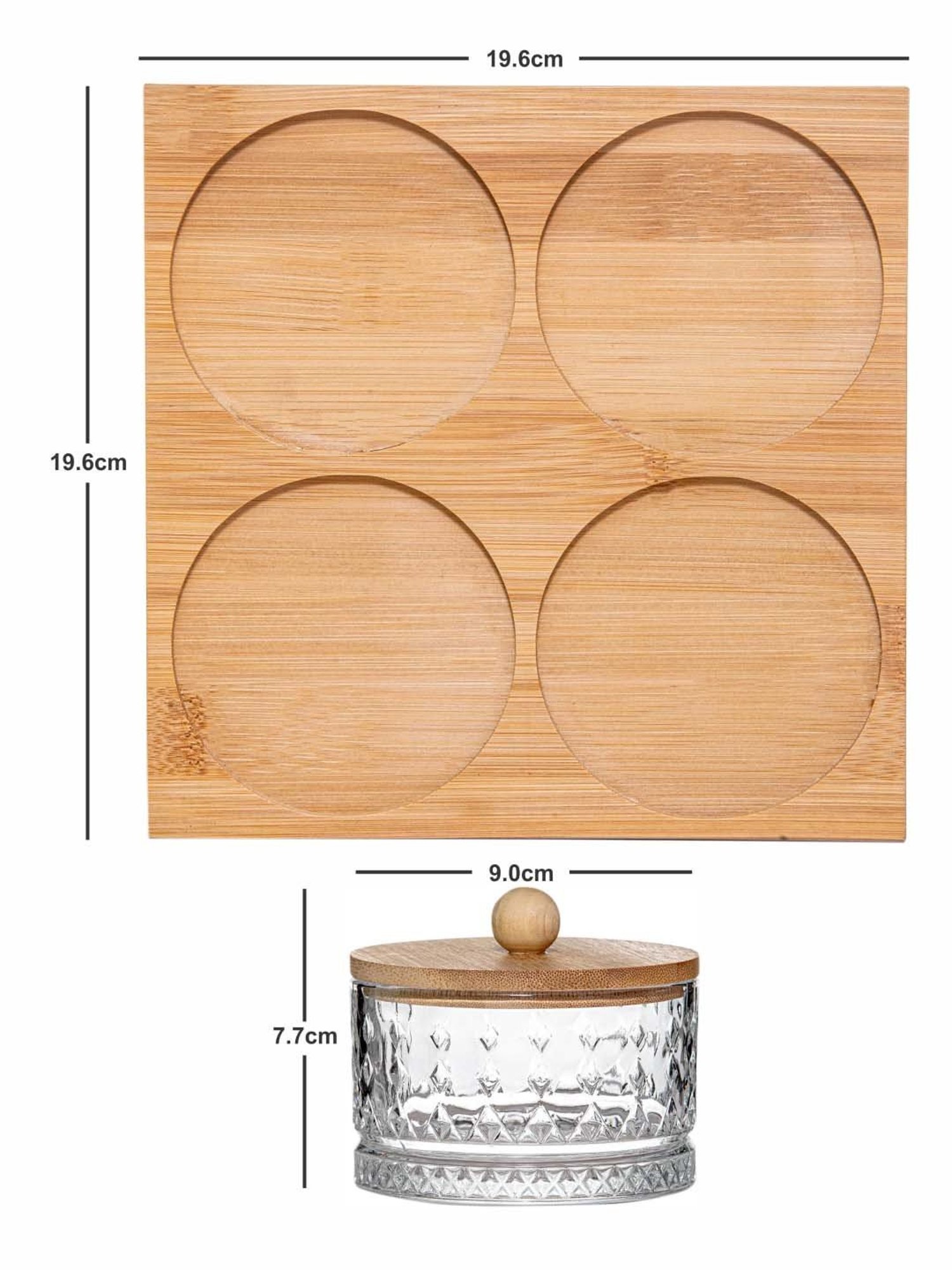 ROXX Midas Transparent & Brown Glass 4Pc Container With Lid & 1Pc Tray Set