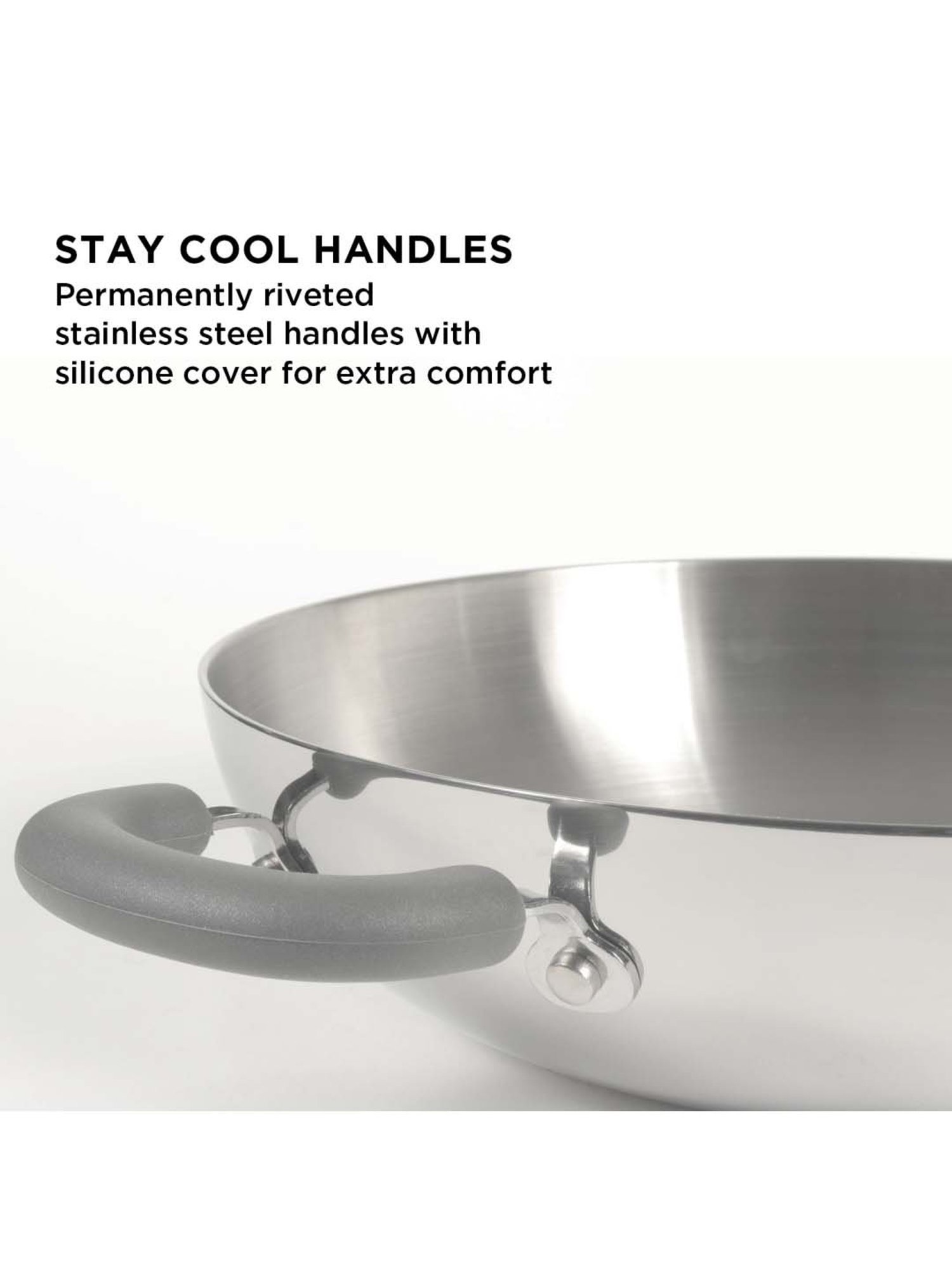 ALLO Silver Stainless Steel Induction Friendly Triply Kadhai (3 L)