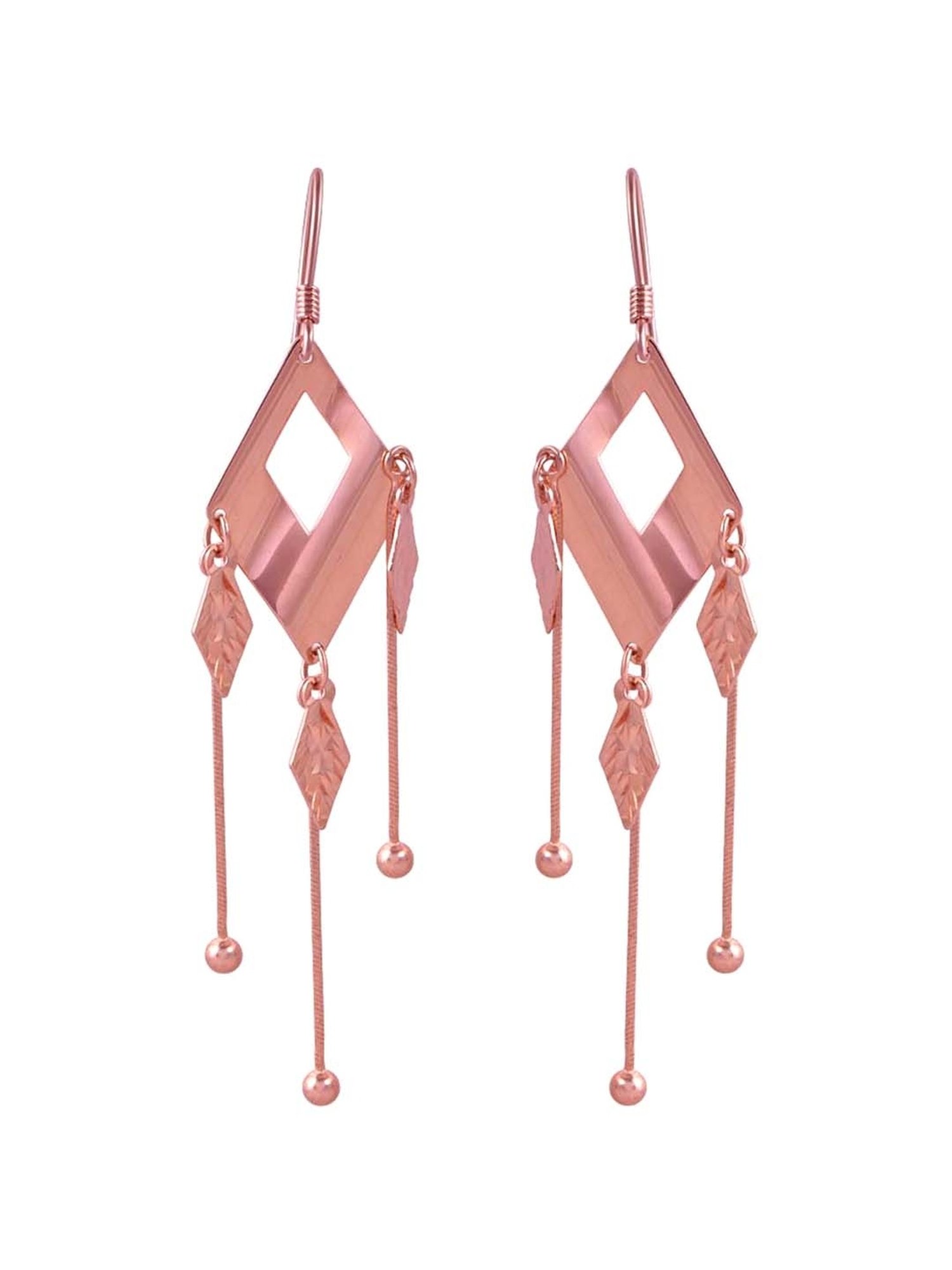 Rihi by P.C. Chandra Jewellers 92.5 Sterling Silver Rose Gold Diamond Cut Dangler Earrings