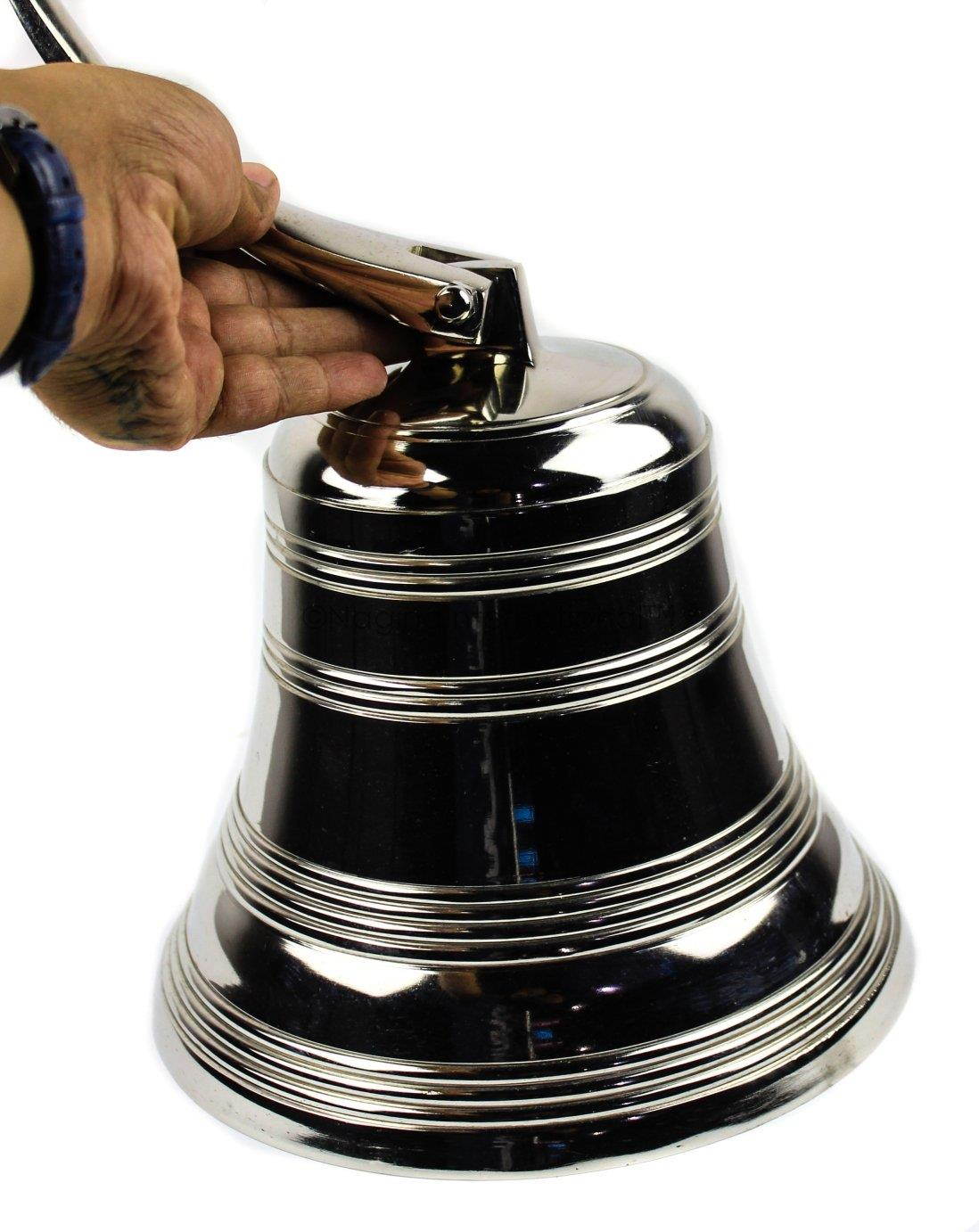 Nagina International Premium Nautical Aluminum Bell with Nickel Plating | Pirate's Ship Bell | Wall Decor (9 Inches)