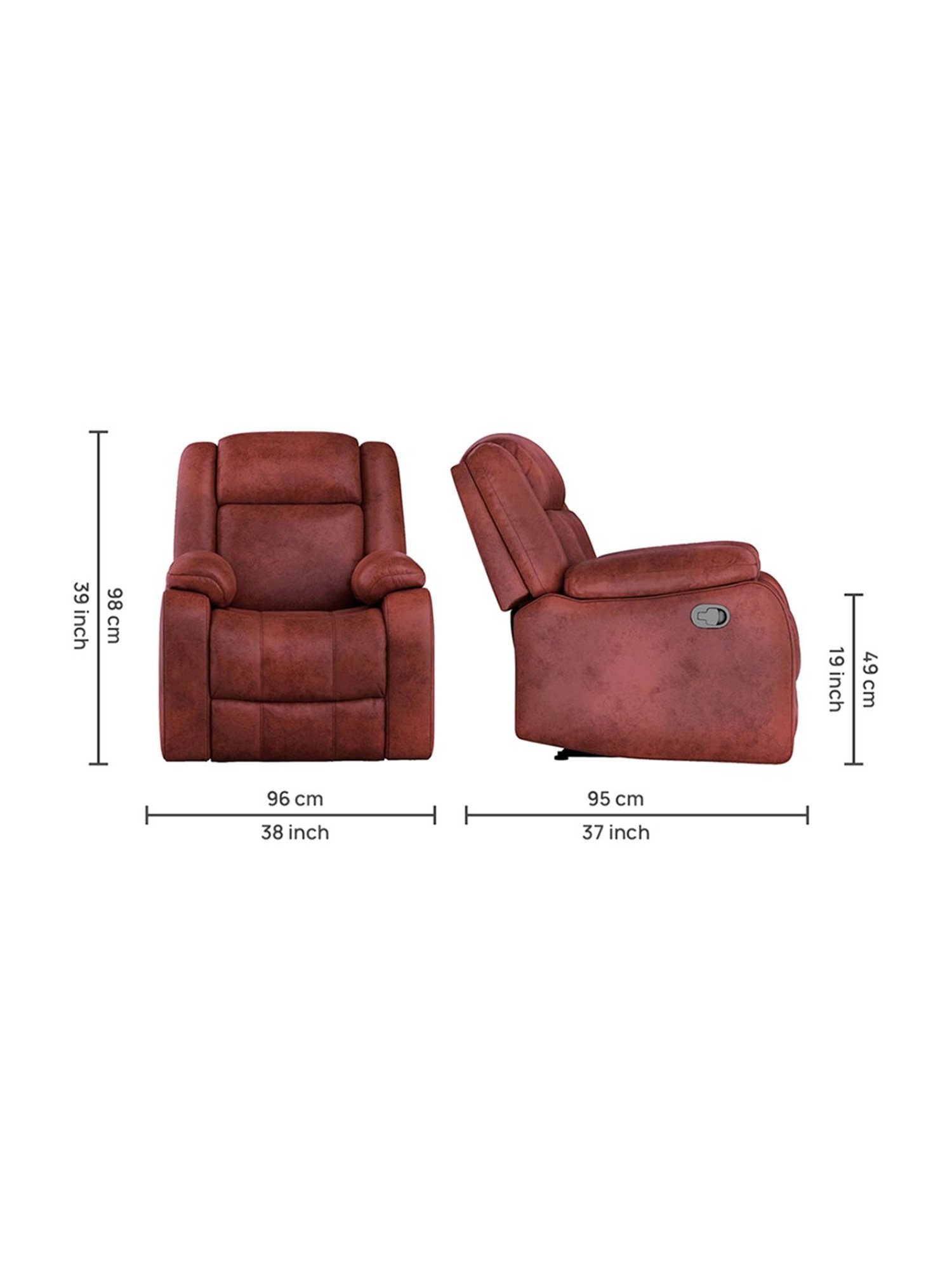 Duroflex Avalon Red Wood 1 Seater Recliner Sofa