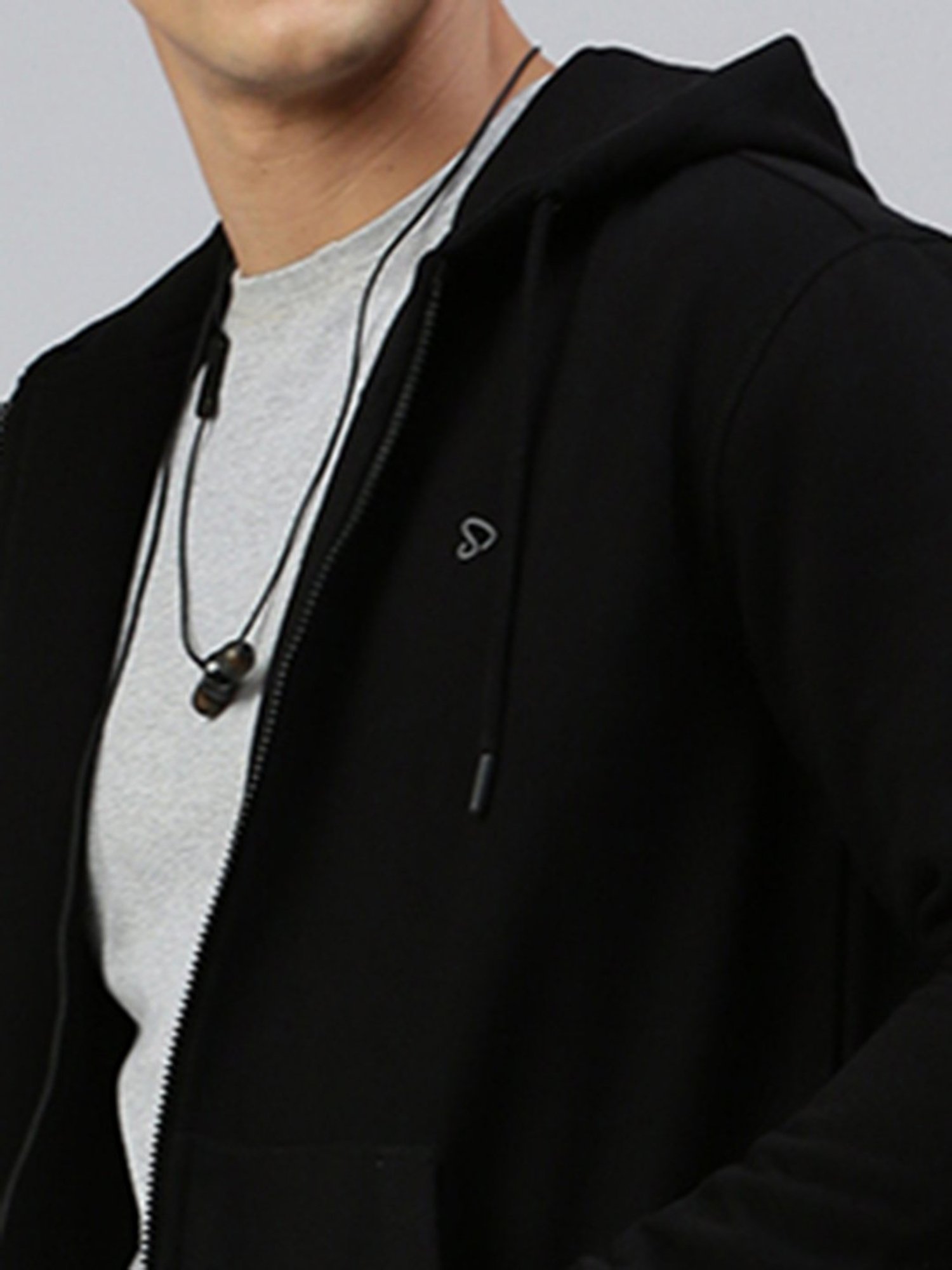 Sporto Black Regular Fit Hooded Jacket and Joggers Set