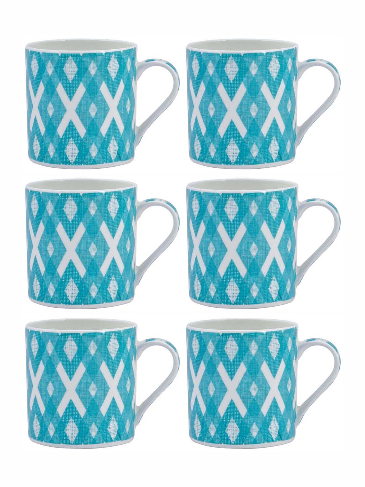 Goodhomes Aqua Bone China Tea Cups (210 ml) - Set of 6