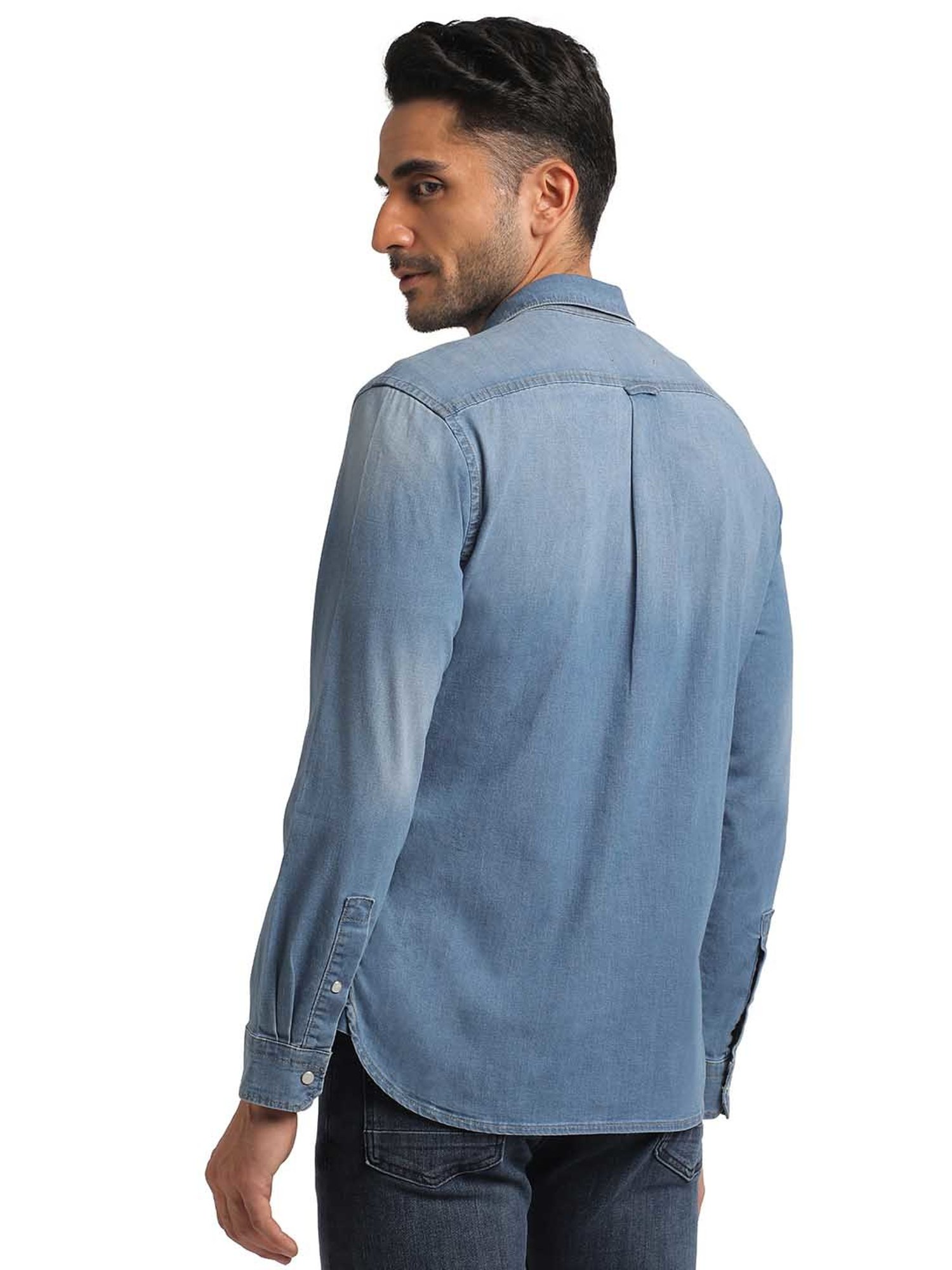 EVERBLUE Light Blue Regular Fit Shirt