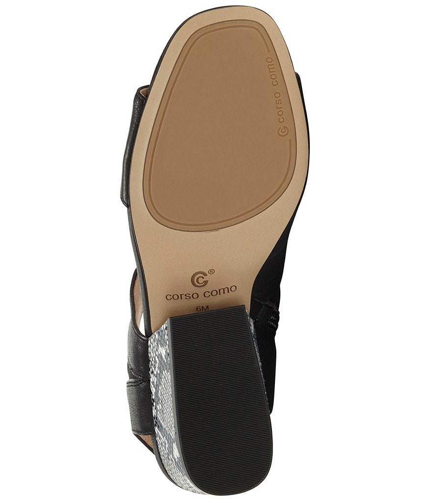 CC Corso Como Sayge Leather Snake Print Block Heel Sandals