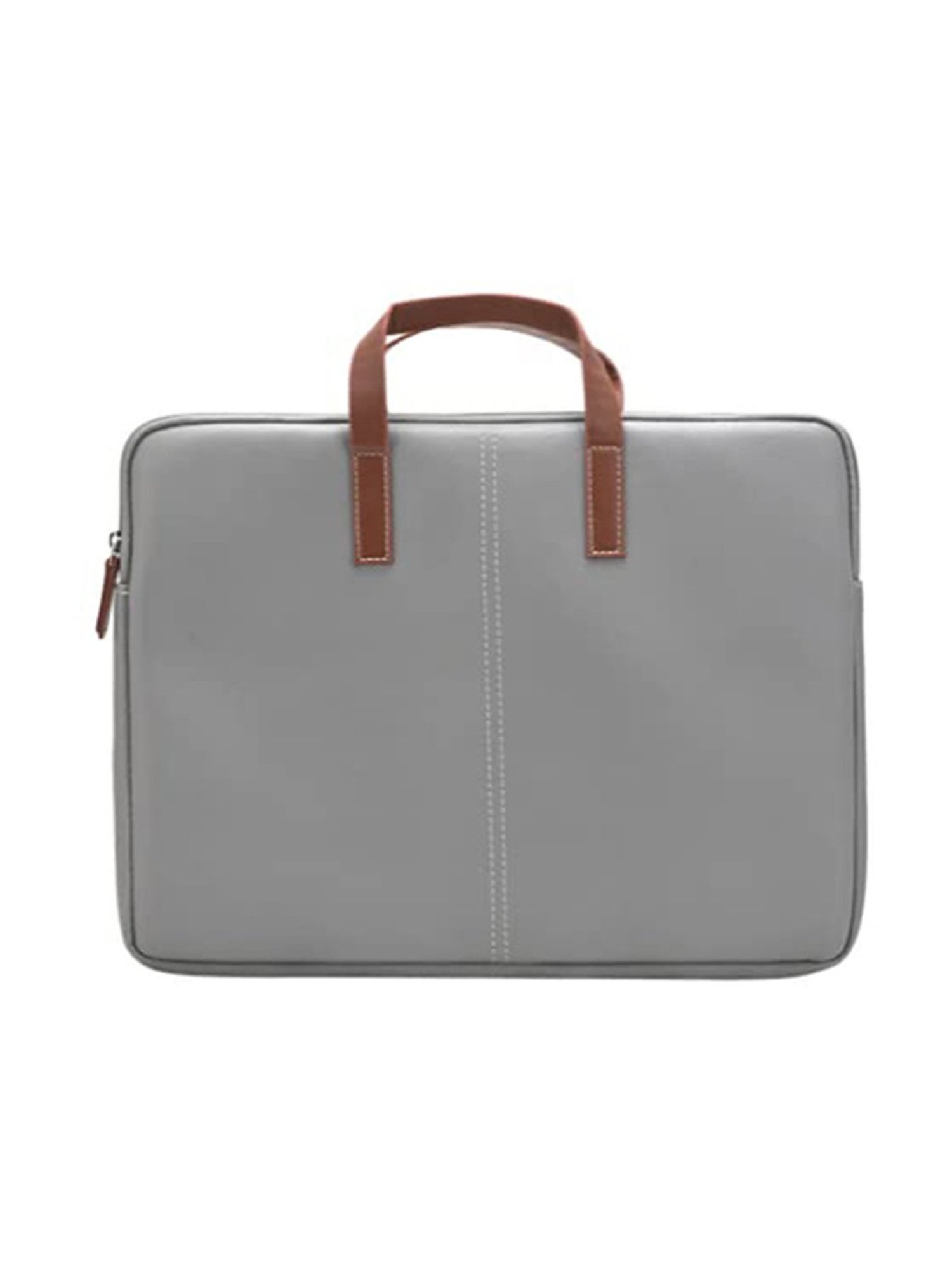 SCHARF Grey Leather Laptop Bag