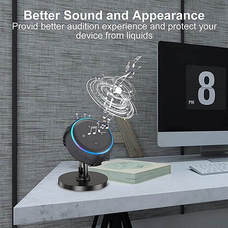 360 Degree Adjustable Echo Dot Stand AntiSlip Base Table Holder for Echo Dot 3rd Generation Black