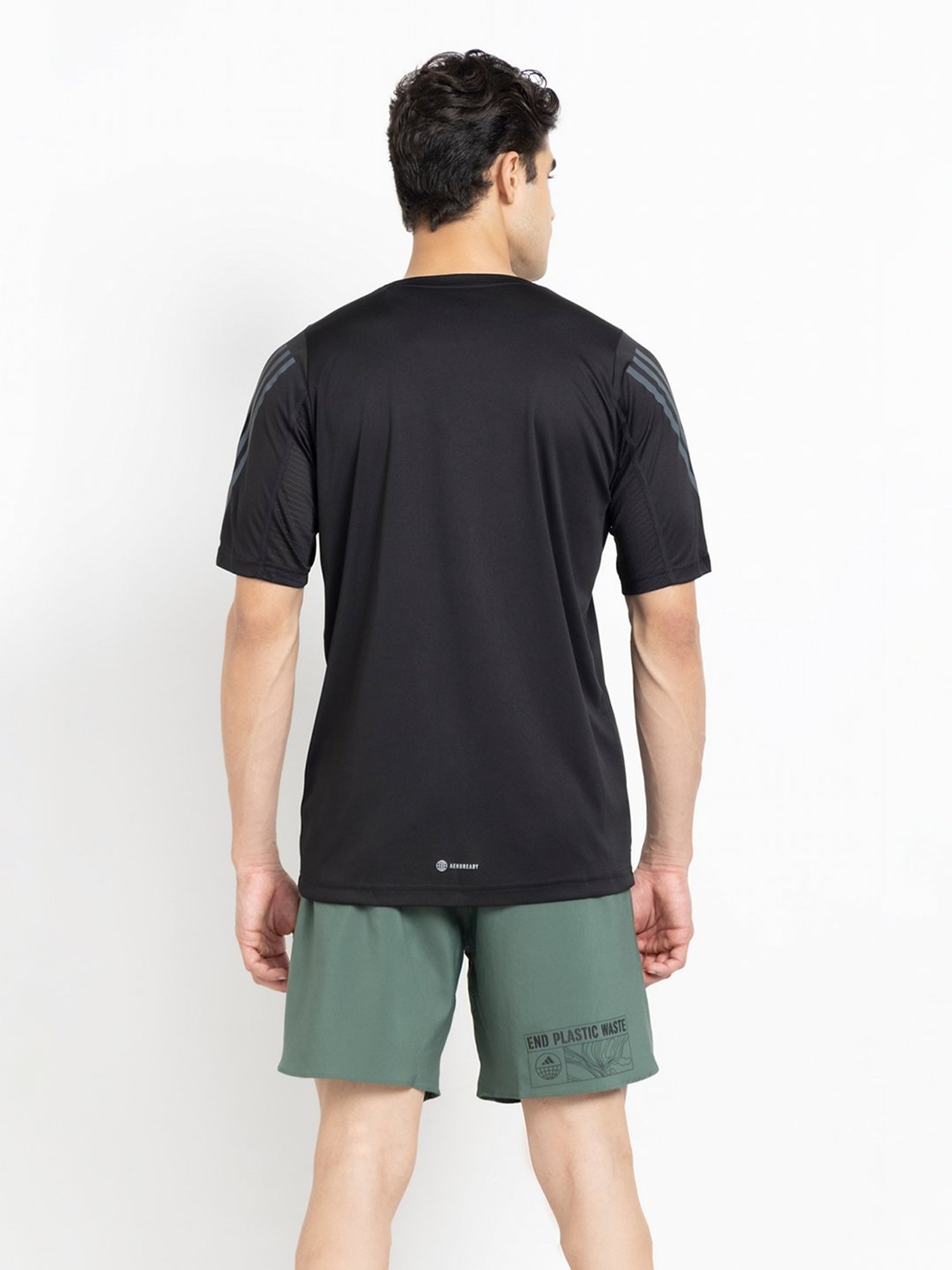 adidas Black Striped Round Neck T-Shirt