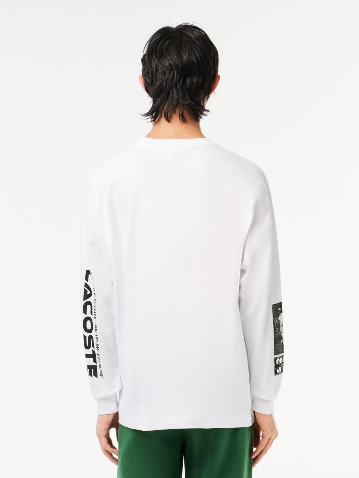 Lacoste White Cotton Loose Fit Printed T-Shirt