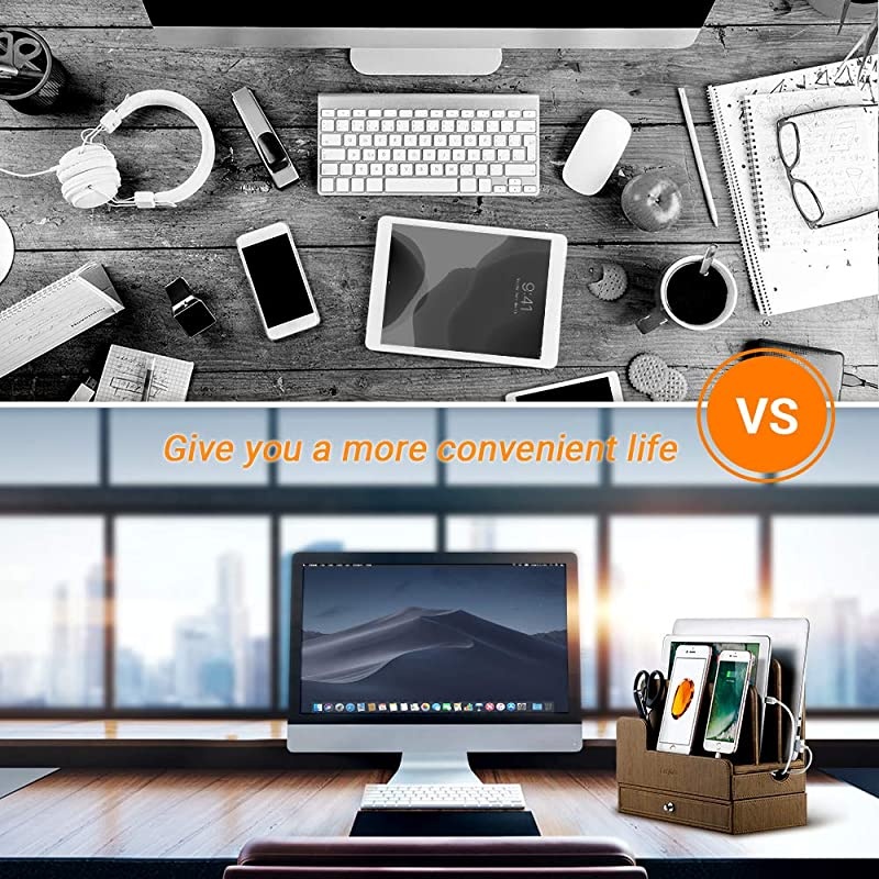 Charging Station Dock for RAVPower 60W 12A 6-Port Desktop Double-Deck Docking for Anker USB Charging Station Multiple Devices Charging Station Organizer for Cell Phones Tablet(No Power Supply)