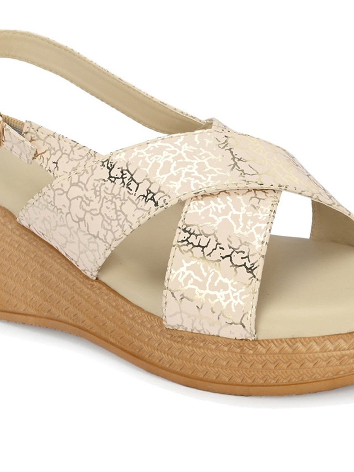 Clog London Women's Cream Back Strap Wedges