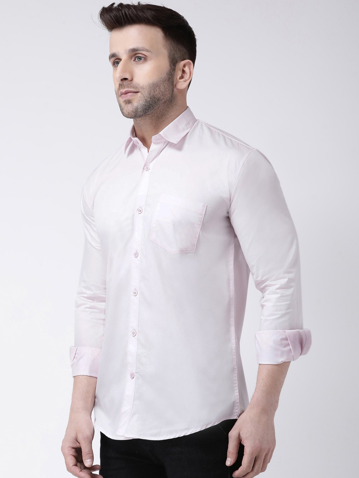 Hangup Plus Light Pink Slim Fit Pure Cotton Shirt