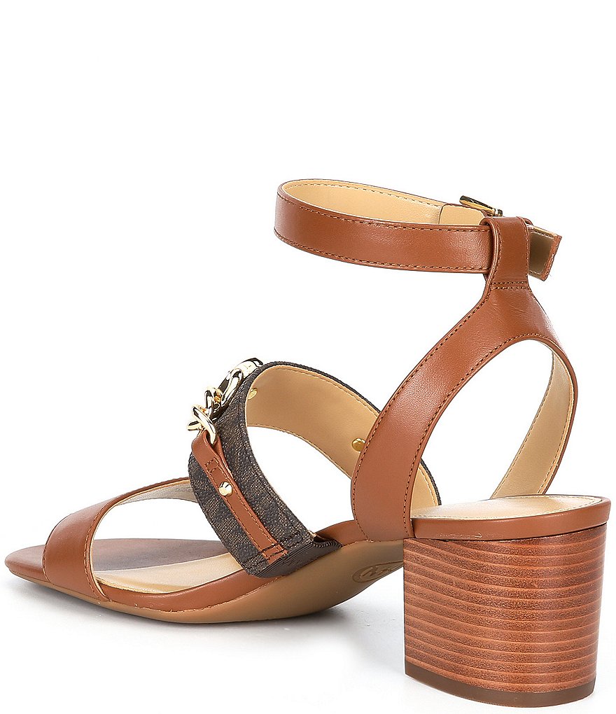 MICHAEL Michael Kors Roxane Chain Detail Leather And Logo Dress Sandals