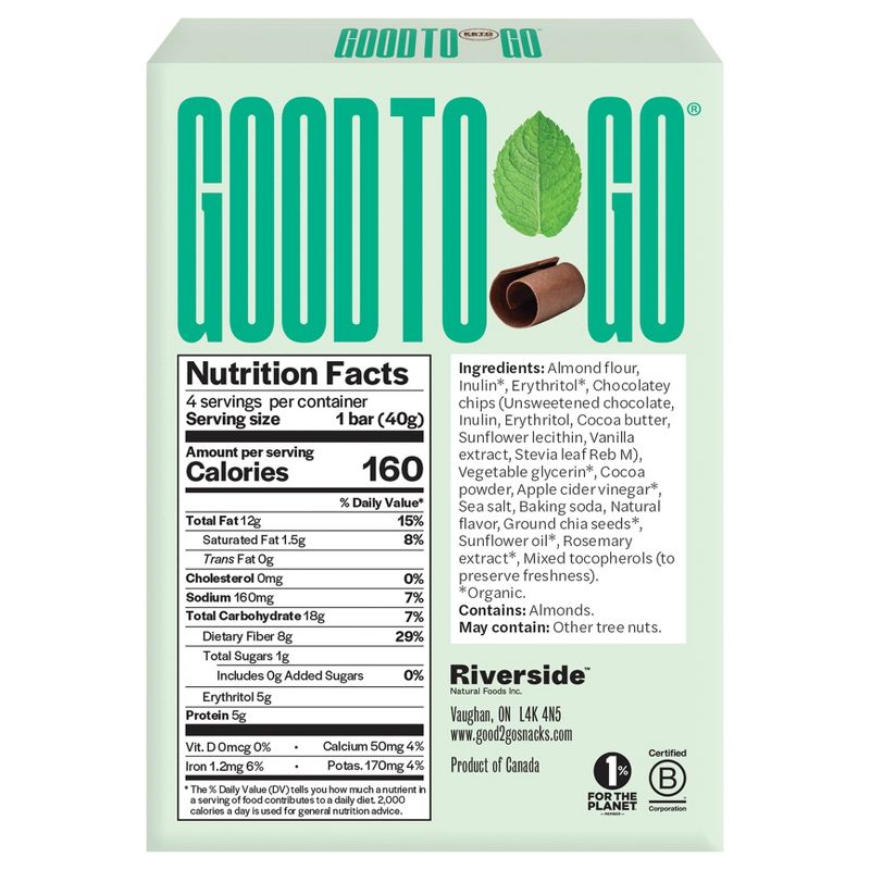 GOOD TO GO Chocolate Mint Bars - 5.64oz/4pk