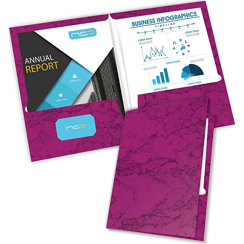 White 2 Pocket Folders, Durable Heavy Duty High Gloss Laminated White Presentation Folders Hold Letter Size sheets with a die-cut business card holder, 6 Pack ( 7673-25 )