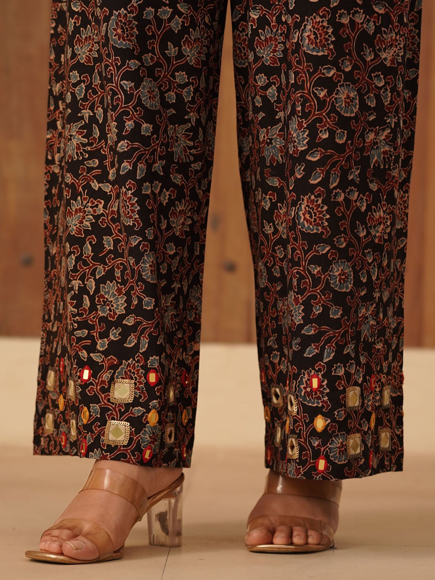 Love Chic Ajrakh Cotton Palazzo with hand embroidery