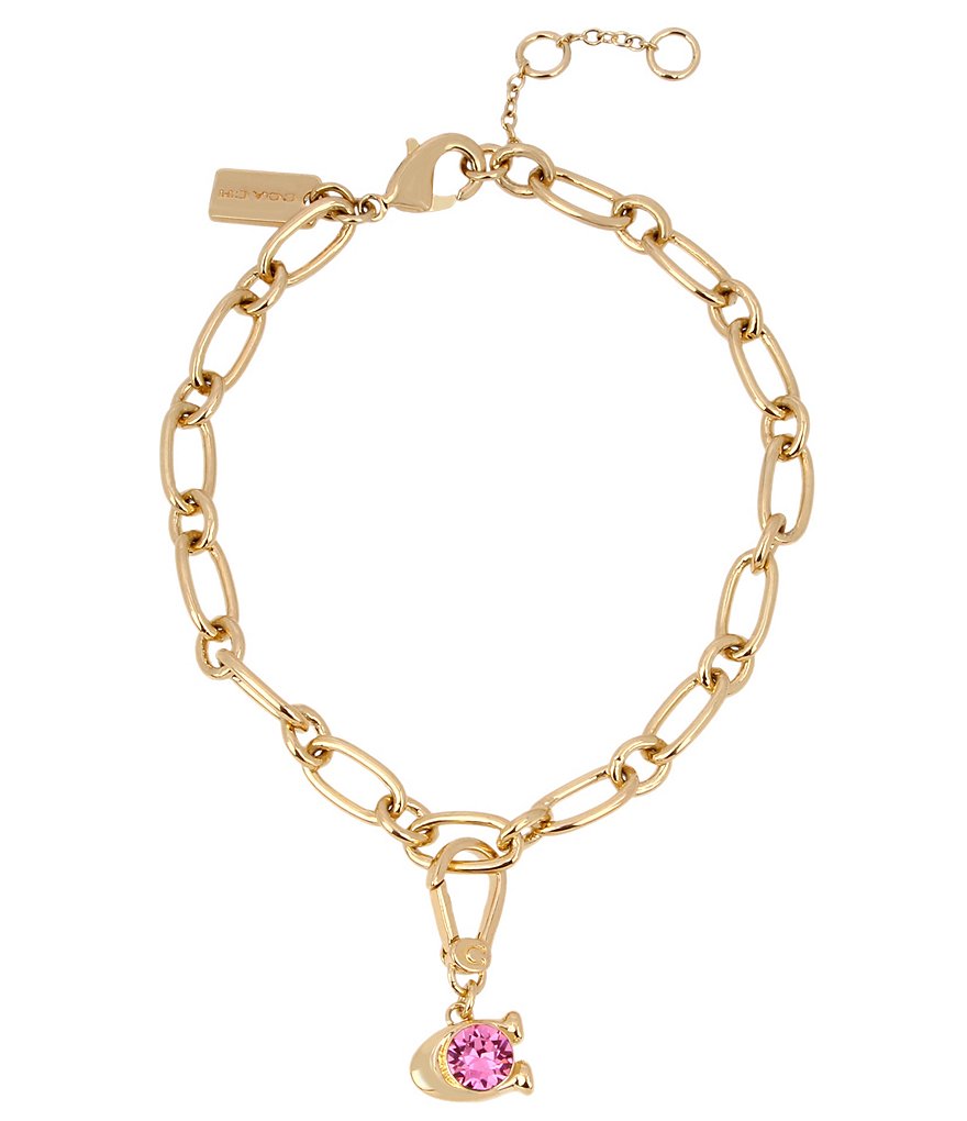 COACH Collectible Signature C Pink Crystal Charm