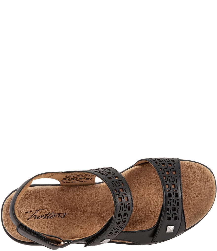Trotters Romi Cutout Leather Adjustable Hook and Loop Footbed Sandals