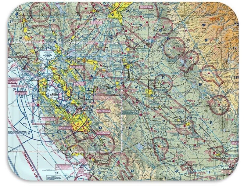 Trays4Us San Francisco Aviation Chart Birch Wood Veneer 16x12 inches (Large) TV/Serving Map Tray - 100+ Different Designs