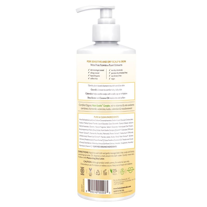 Babo Botanicals Moisturizing 2-in-1 Oatmilk & Calendula Baby Shampoo & Wash - 16 fl oz